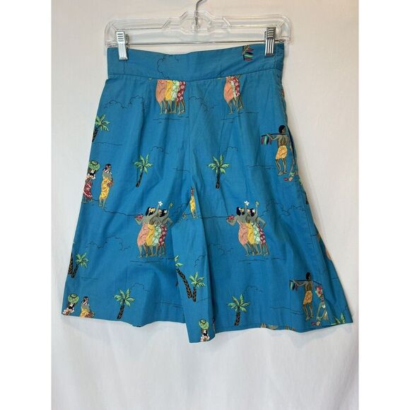 Breeches‎ VTG 80s Size 8 Made In USA Hawaiian Luau Pleated Mom Shorts 26 X 10 - Picture 1 of 4